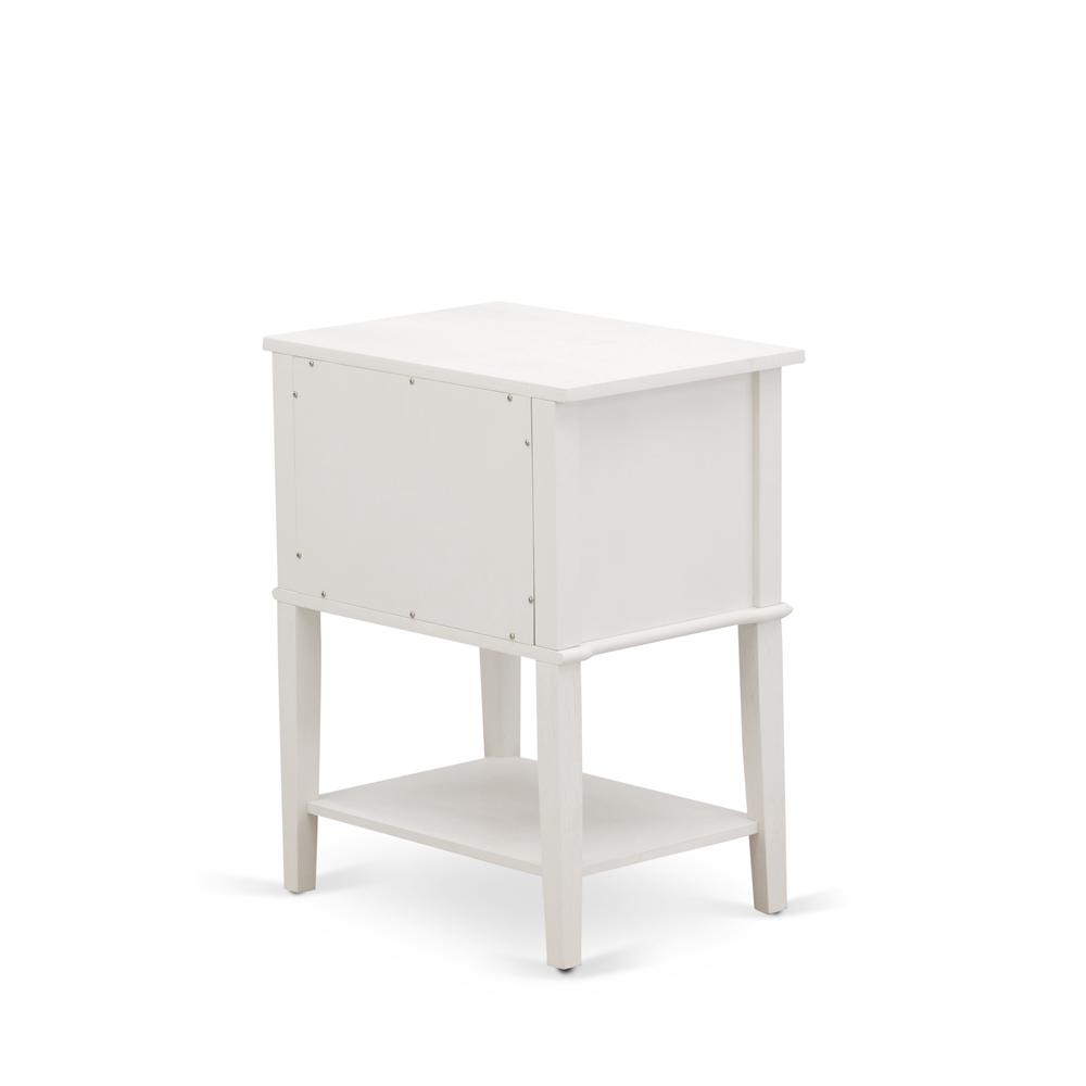East West Furniture VL-0C-ET Small Night Stand with 2 Wooden Drawers, Stable and Sturdy Constructed - Wire brushed Butter Cream Finish. Picture 5