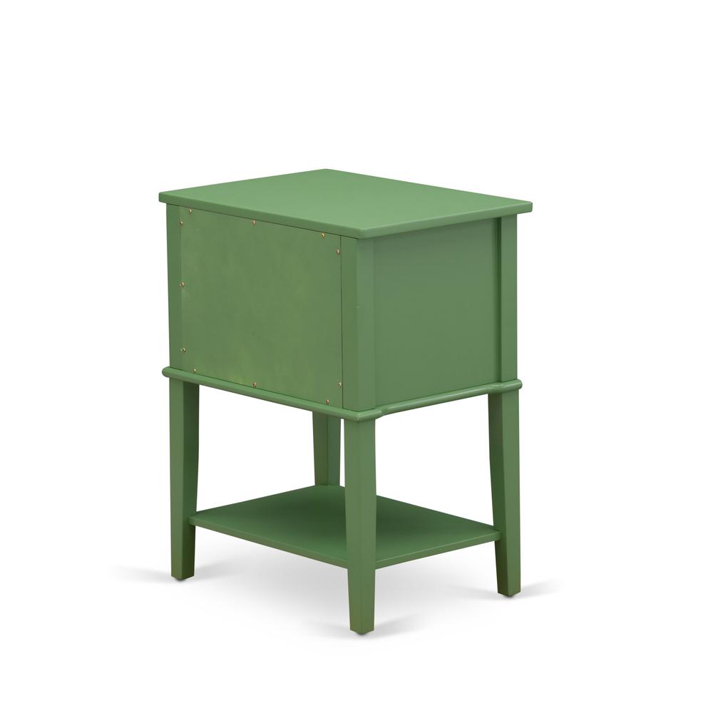 East West Furniture VL-12-ET Modern Wooden Nightstand with 2 Mid Century Wooden Drawers, Stable and Sturdy Constructed - Clover Green Finish. Picture 5