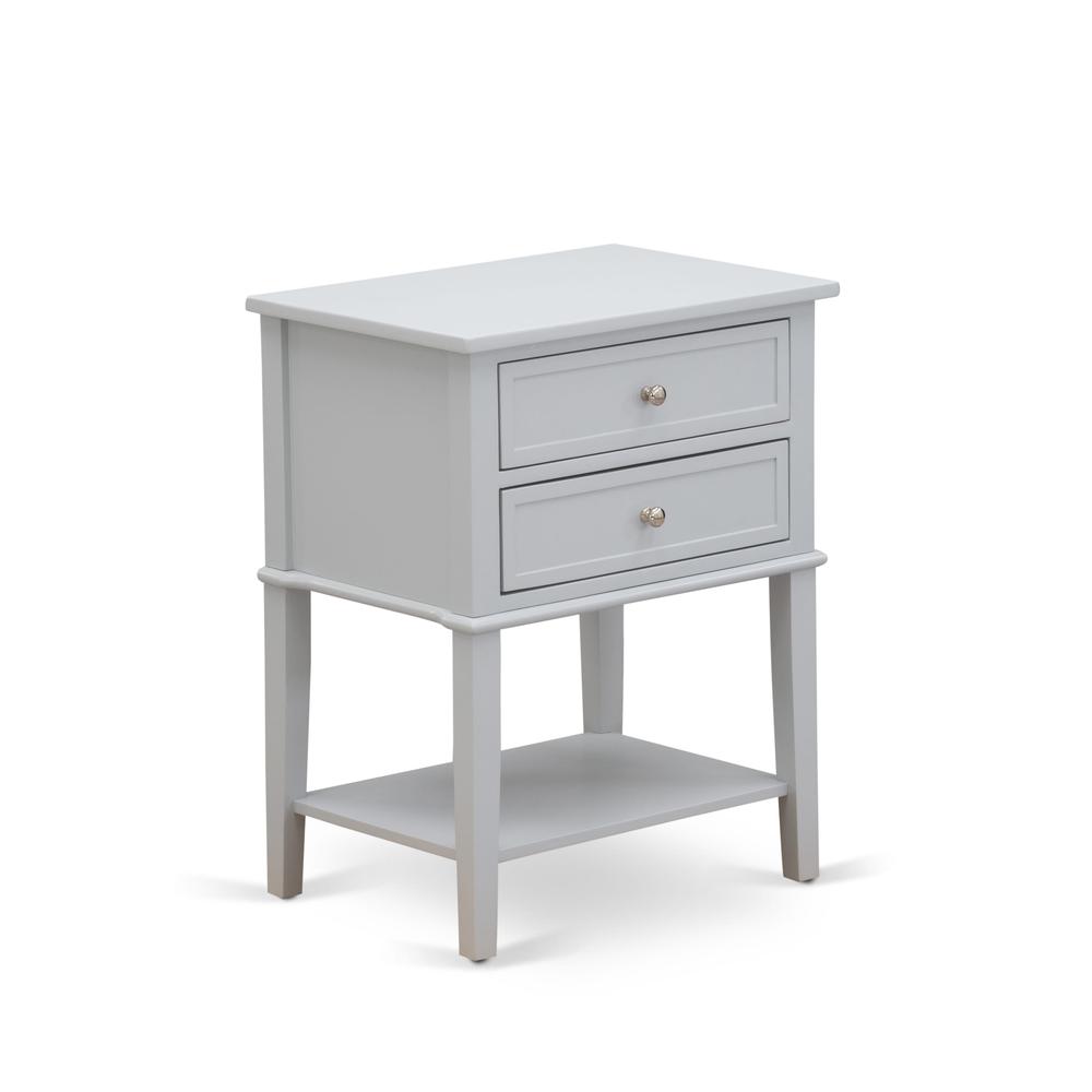 East West Furniture VL-14-ET Night stand For Bedroom with 2 Wood Drawers for Bedroom, Stable and Sturdy Constructed - Urban Gray Finish. Picture 1