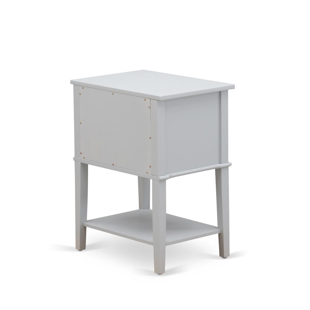 East West Furniture VL-14-ET Night stand For Bedroom with 2 Wood Drawers for Bedroom, Stable and Sturdy Constructed - Urban Gray Finish. Picture 5