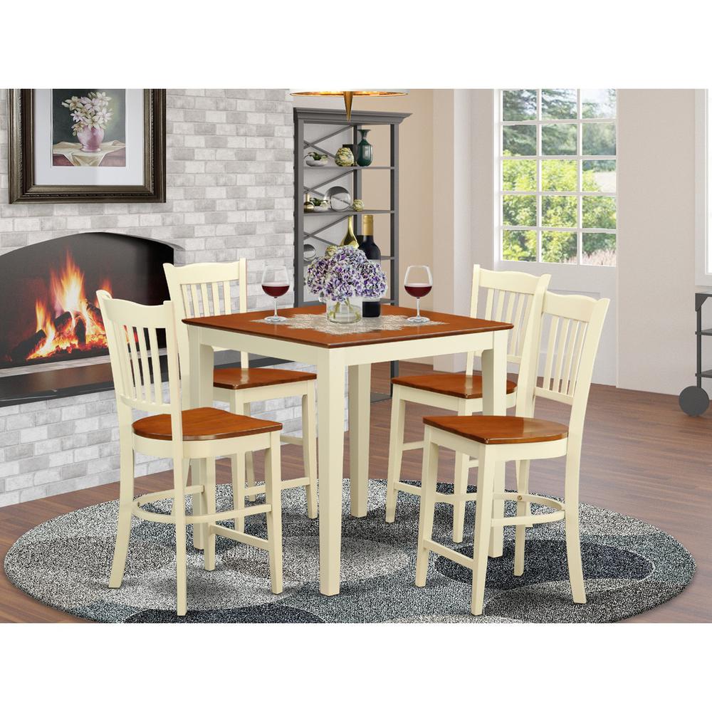5  PC  counter  height  Table  and  chair  set-pub  Table  and  4  counter  height  Chairs. Picture 1