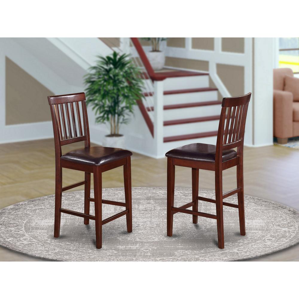 Vernon  Counter  Stools  with  Faux  Leather  Seat  -  Mahogany  Finish,  Set  of  2. Picture 1