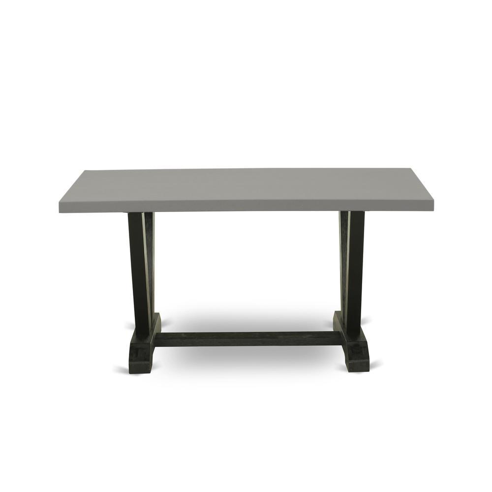 5 Piece Set Includes a Rectangle Dining Room Table with V-Legs. Picture 3
