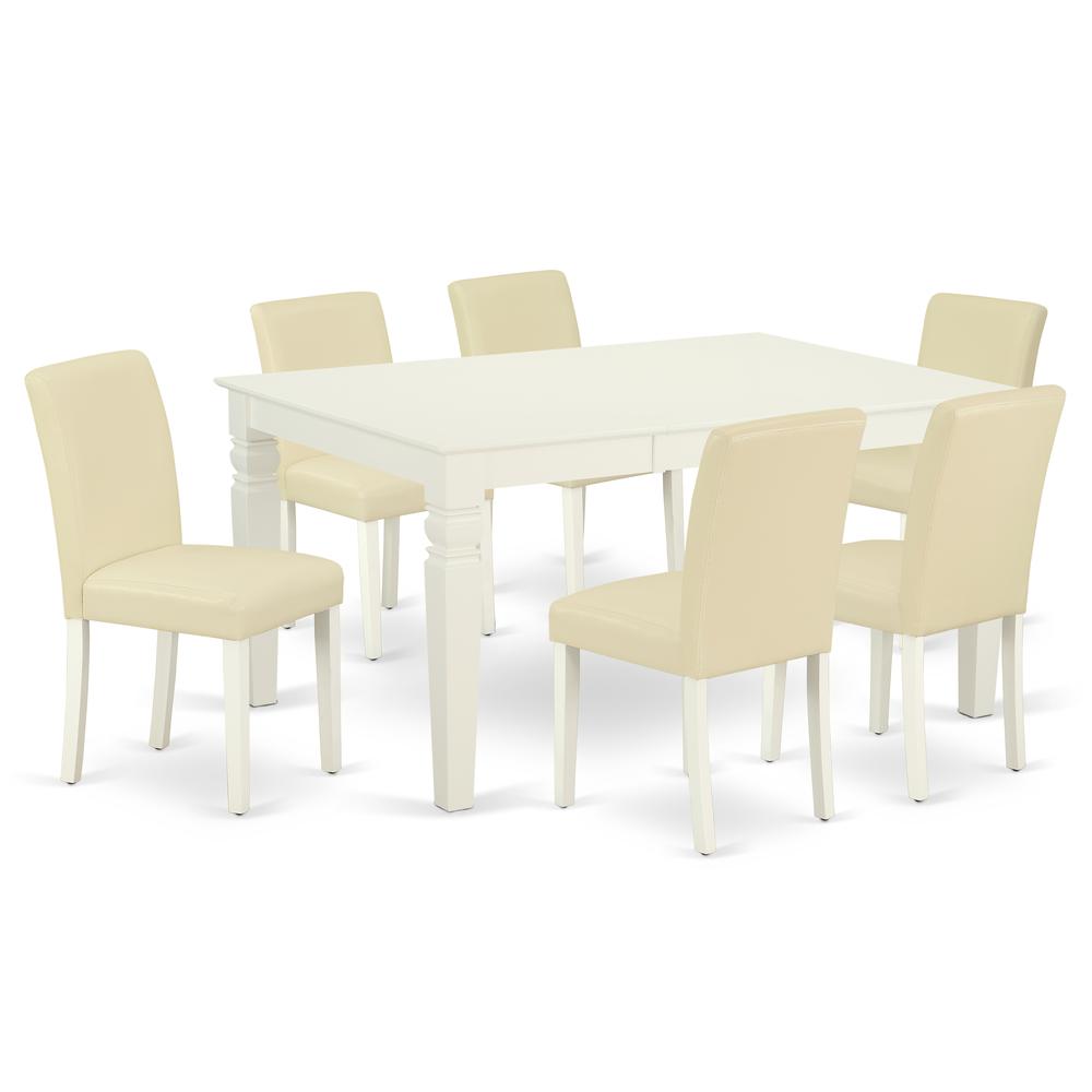 Dining Room Set Linen White, WEAB7-LWH-64. Picture 1