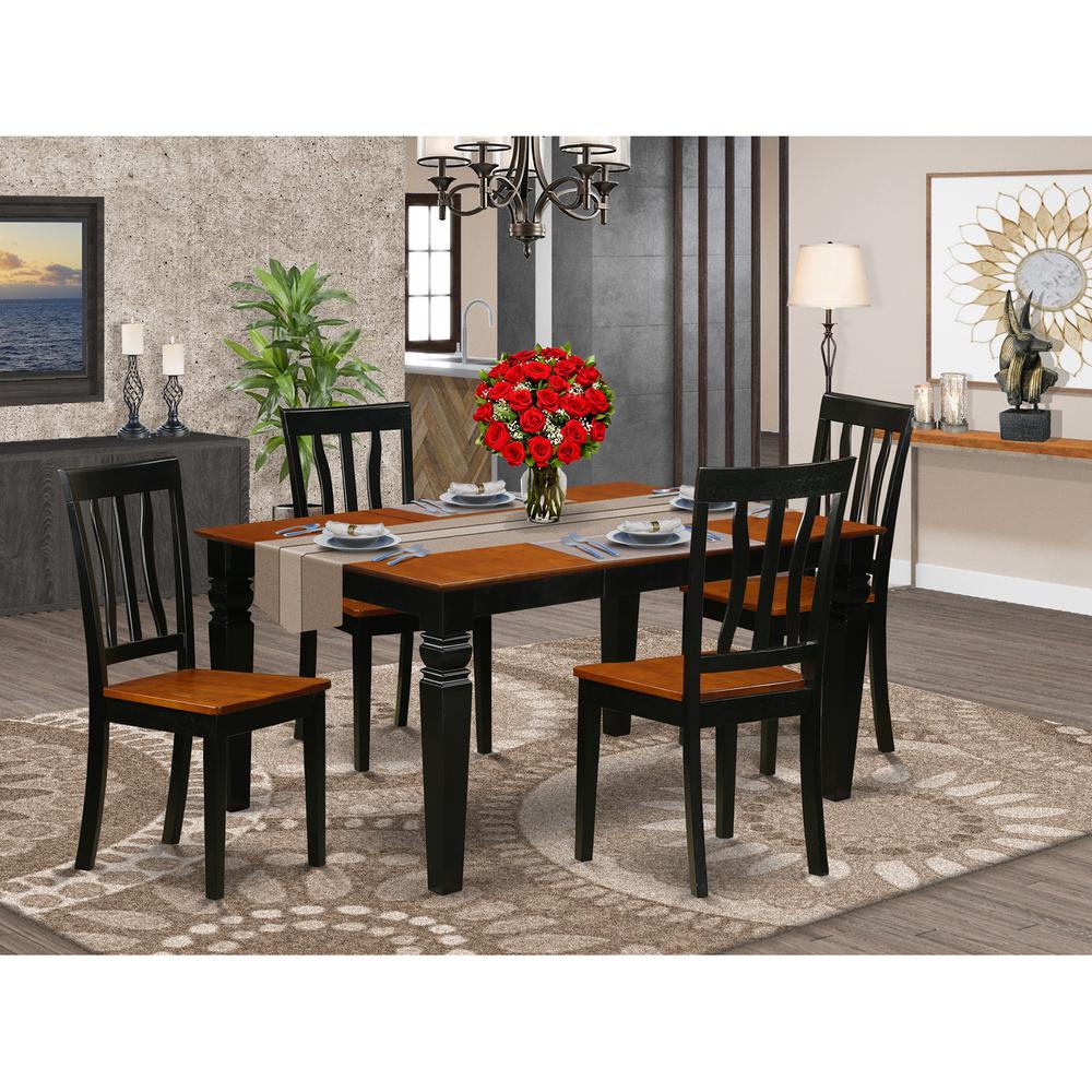 5  Pc  Kitchen  Table  set  with  a  Dining  Table  and  4  Wood  Kitchen  Chairs  in  Black. Picture 1