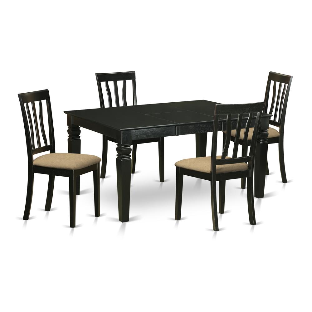WEAN5-BLK-C 5 Pc dinette Table set - Kitchen dinette Table and 4 Kitchen Dining Chairs. Picture 1