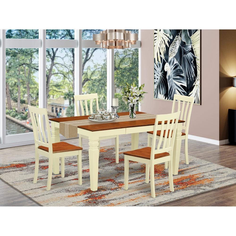 5  Pc  Kitchen  table  set  with  a  Dining  Table  and  4  Wood  Dining  Chairs  in  Buttermilk  and  Cherry. Picture 1
