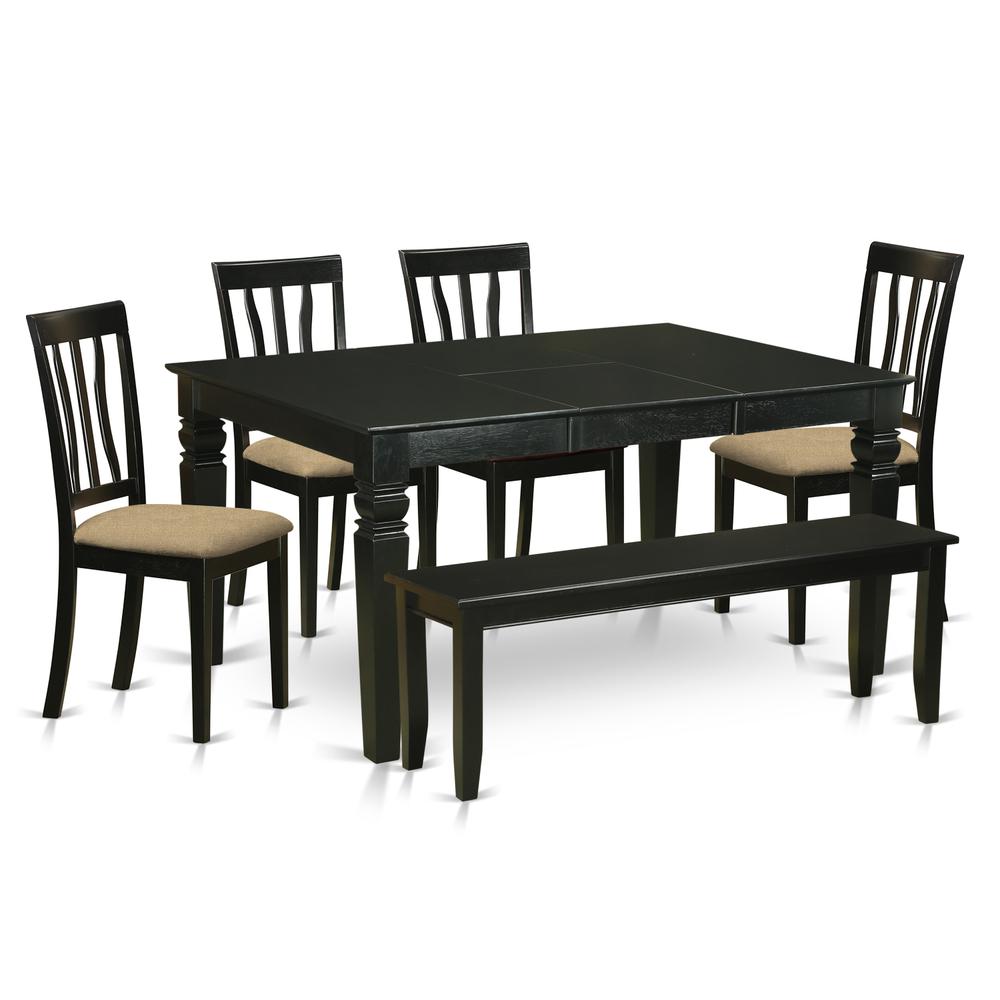 WEAN6D-BLK-C 6 PC Dining room set - Dining Table and 4 Dining Chairs and together with Bench. Picture 1