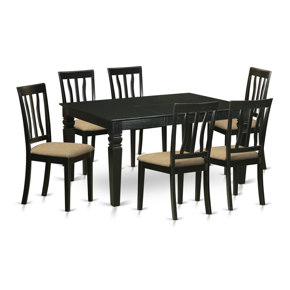 WEAN7-BLK-C 7 Pc Table set -Dining Table and 6 Dining Chairs. Picture 1
