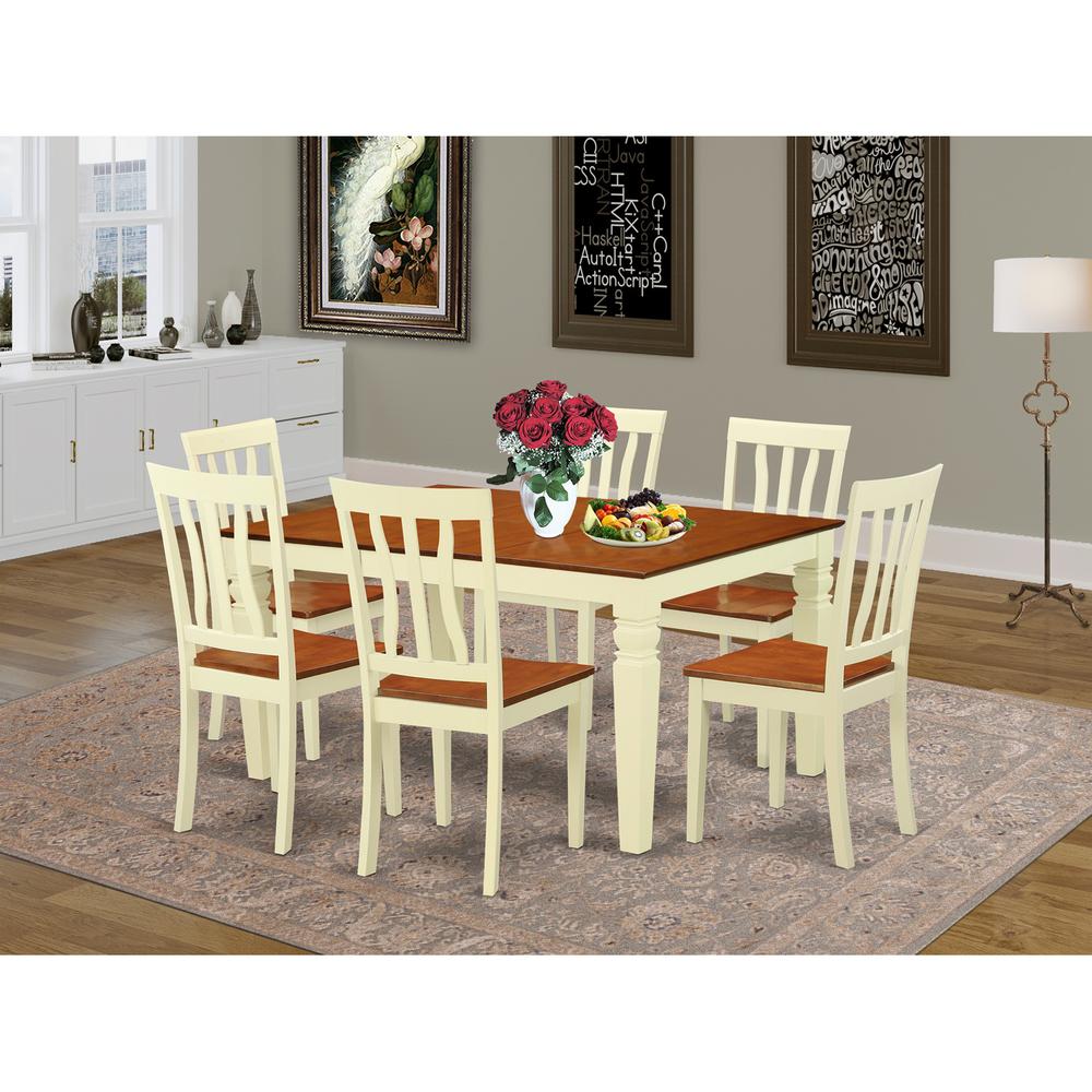 7  Pc  Dining  set  with  a  Kitchen  Table  and  6  Wood  Kitchen  Chairs  in  Buttermilk  and  Cherry. Picture 1