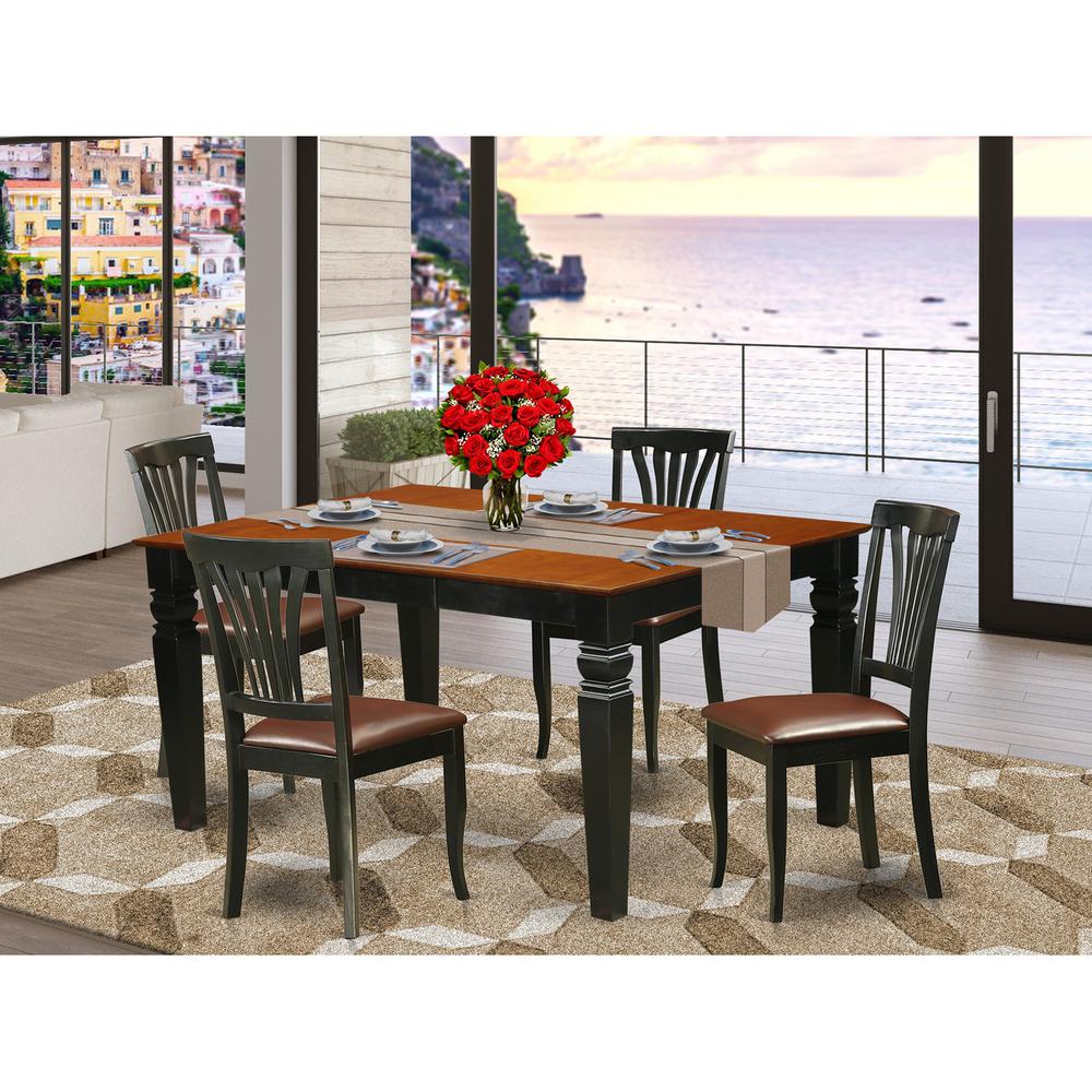 5  Pc  Kitchen  table  set  with  a  Kitchen  Table  and  4  Leather  Dining  Chairs  in  Black. Picture 1