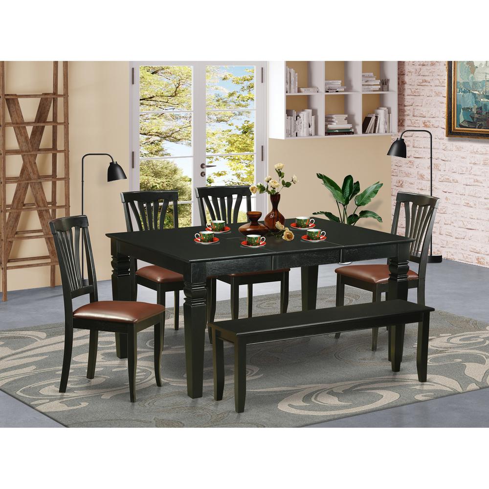 6  PC  dinette  set  -  Kitchen  Table  and  4  dinette  Chairs  coupled  with  Bench. Picture 1
