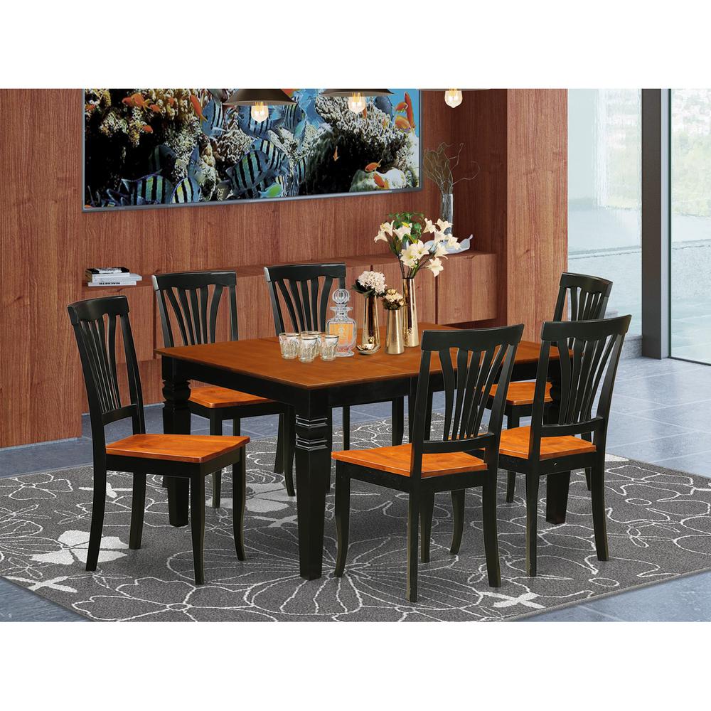 7  Pc  Kitchen  table  set  with  a  Kitchen  Table  and  6  Wood  Dining  Chairs  in  Black. Picture 1