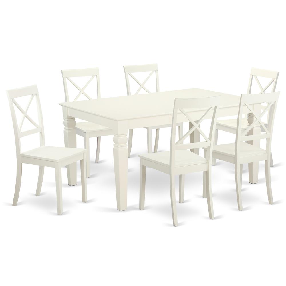 Dining Room Set Linen White, WEBO7-LWH-W. Picture 1