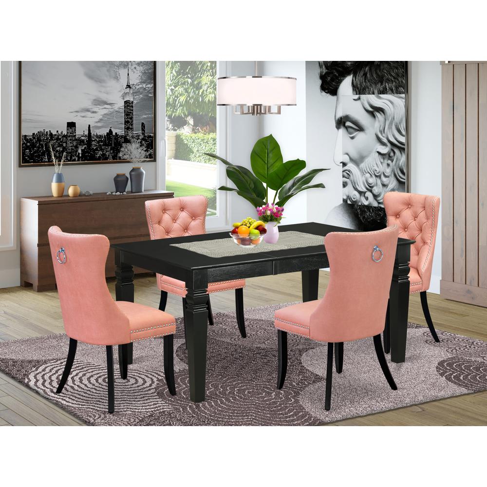 5 Piece Kitchen Table Set Contains a Rectangle Dining Table with Butterfly Leaf. Picture 1