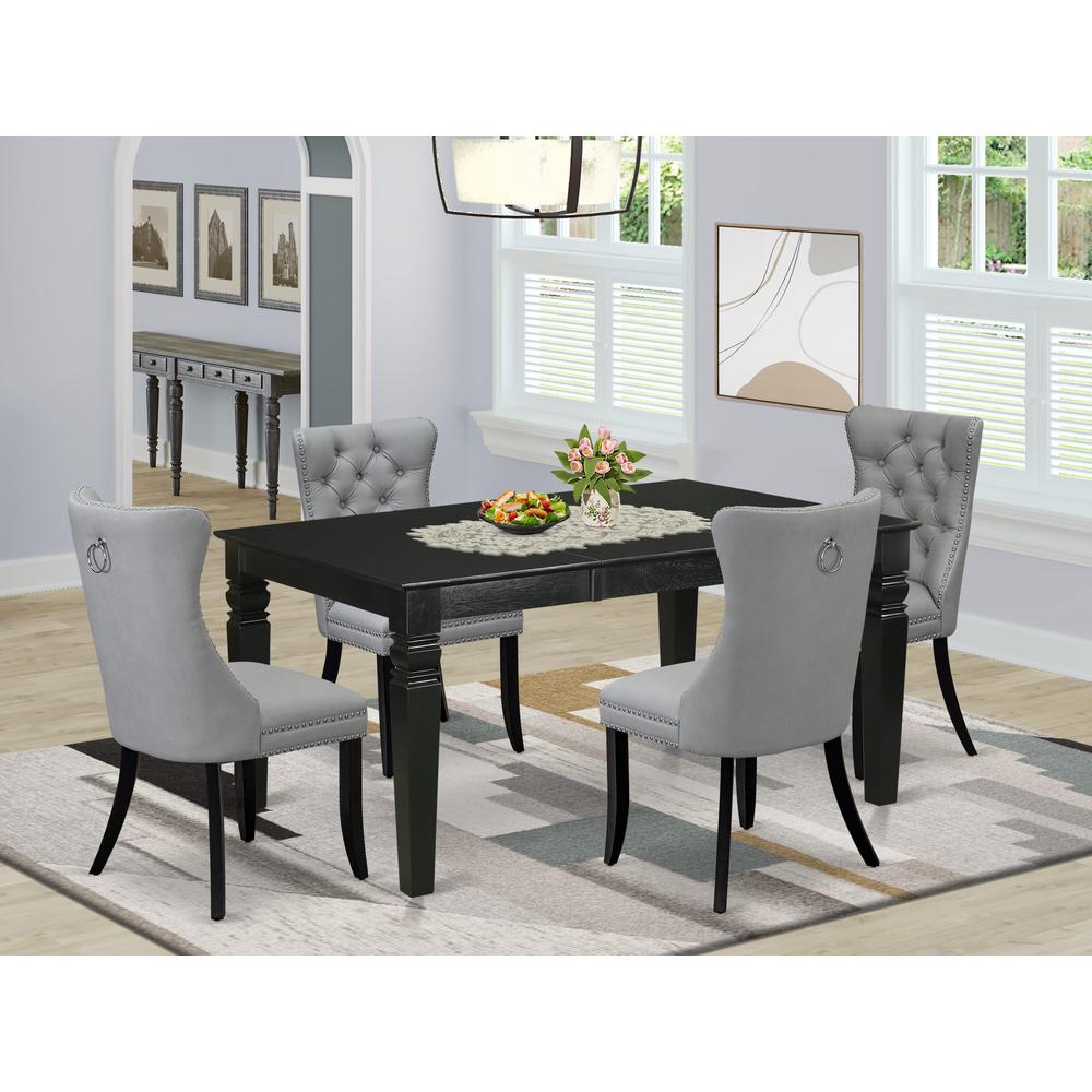5 Piece Dining Table Set Contains a Rectangle Wooden Table with Butterfly Leaf. Picture 1