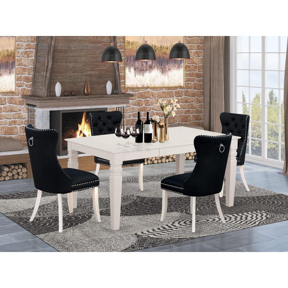 5 Piece Dining Room Set Contains a Rectangle Wooden Table with Butterfly Leaf. Picture 1