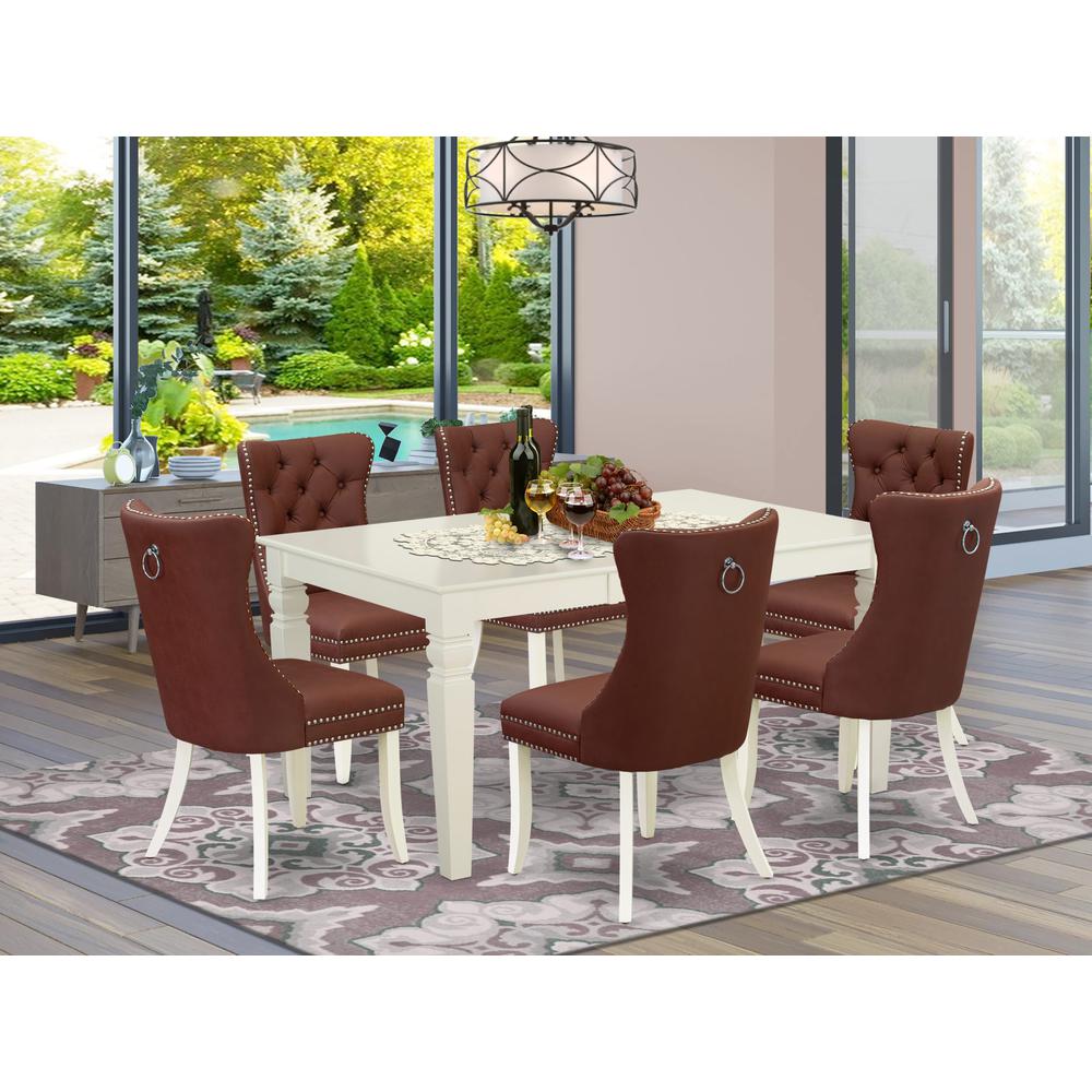 7 Piece Kitchen Table Set Contains a Rectangle Dining Table with Butterfly Leaf. Picture 1