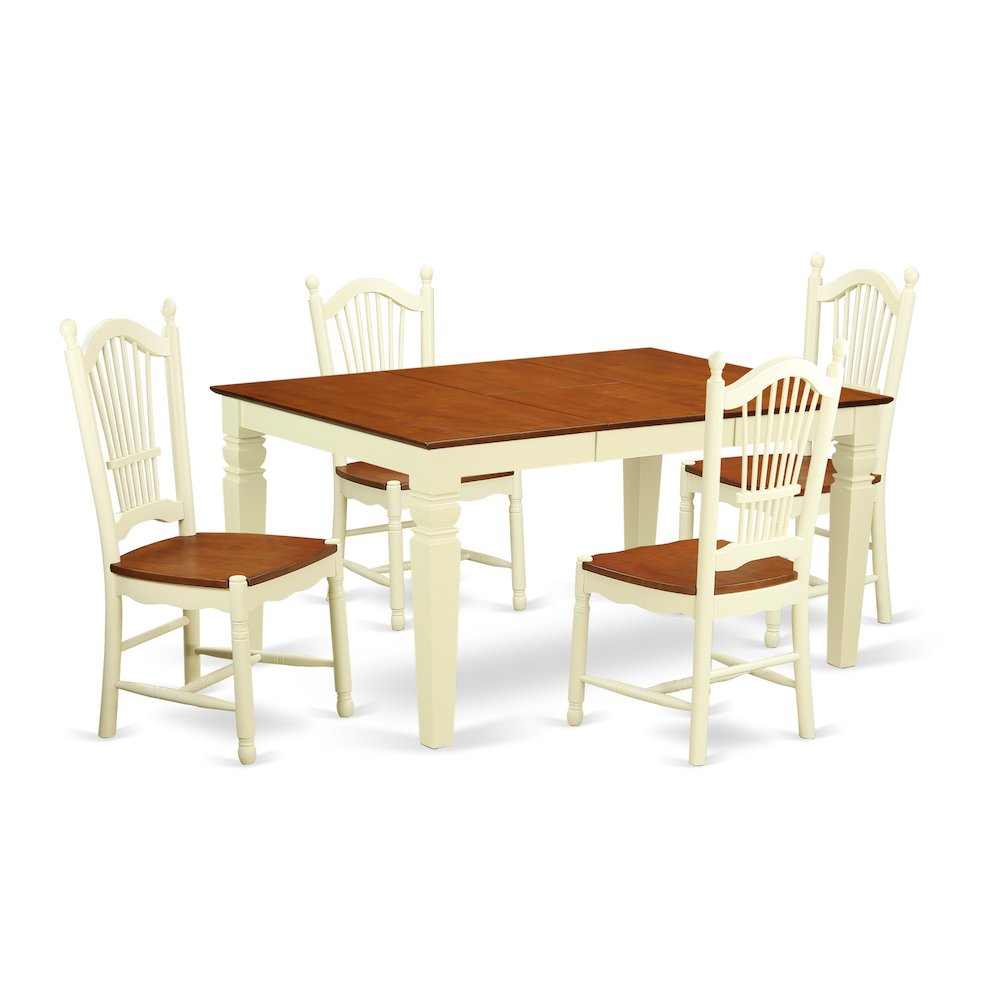 5  Pc  Kitchen  table  set  with  a  Dinning  Table  and  4  Wood  Dining  Chairs  in  Buttermilk  and  Cherry. Picture 1