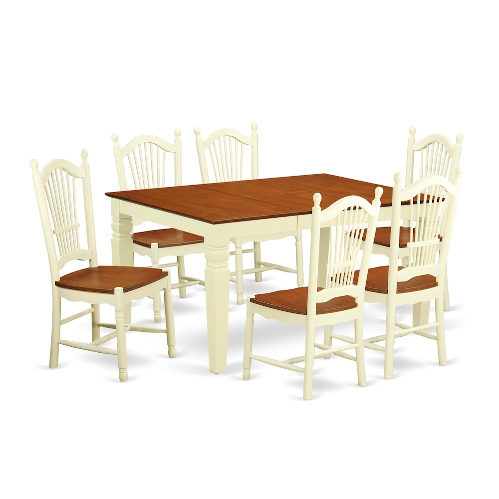 7  Pc  Kitchen  table  set  with  a  Dinning  Table  and  4  Wood  Dining  Chairs  in  Buttermilk  and  Cherry. Picture 1