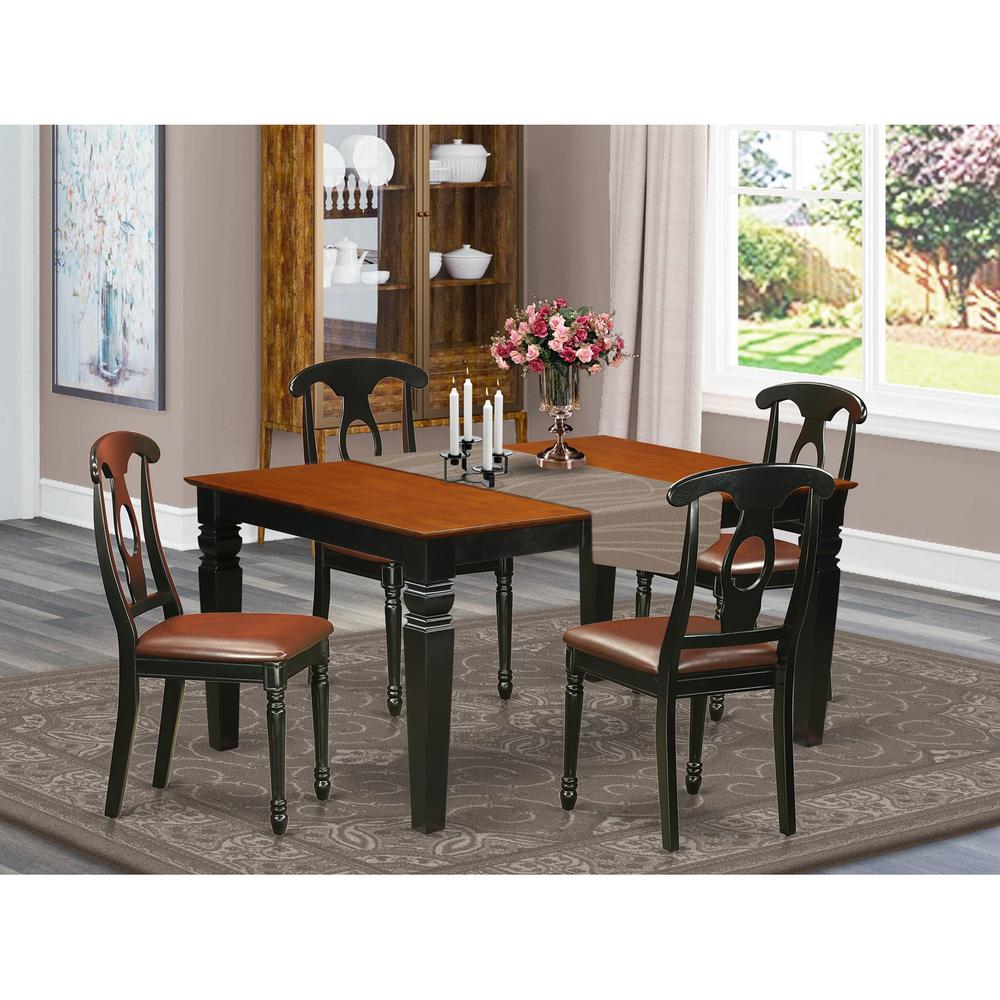 5  Pc  Dinette  set  with  a  Dinning  Table  and  4  Leather  Kitchen  Chairs  in  Black. Picture 1