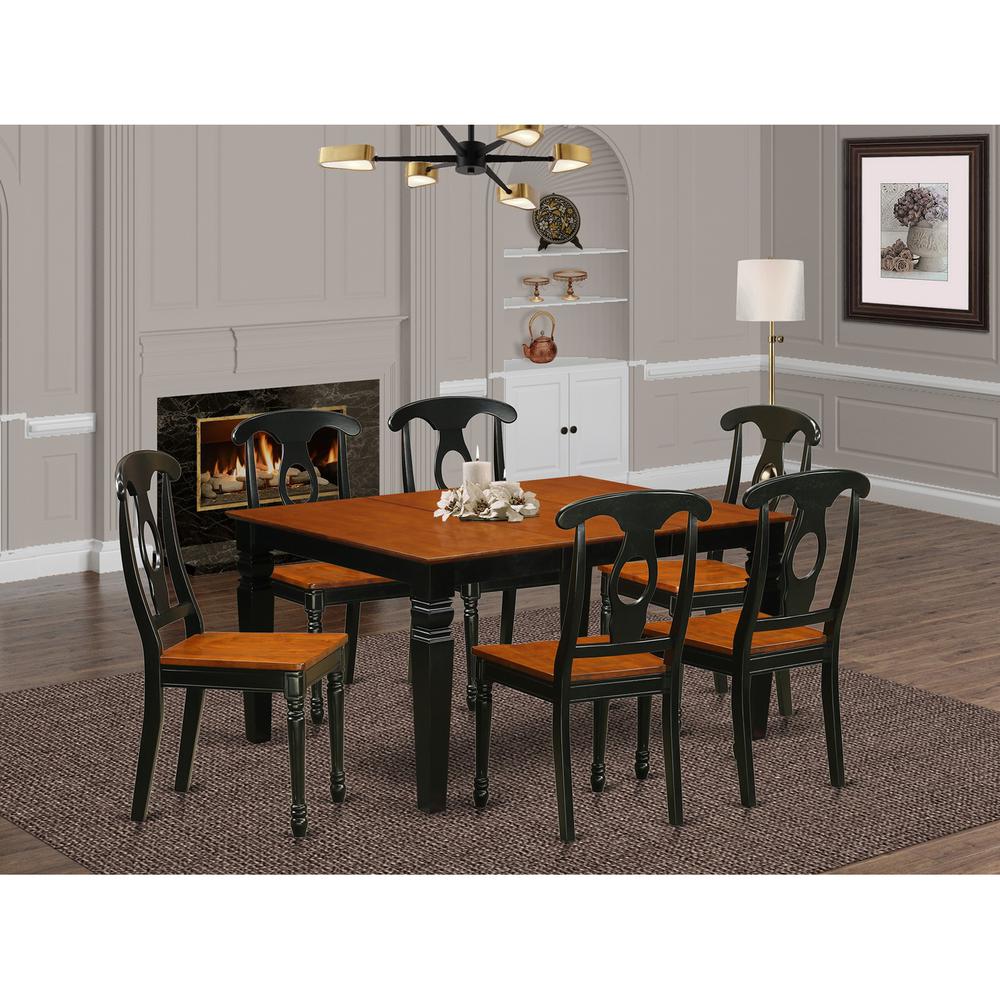 7  Pc  Dining  set  with  a  Kitchen  Table  and  6  Wood  Dining  Chairs  in  Black. Picture 1
