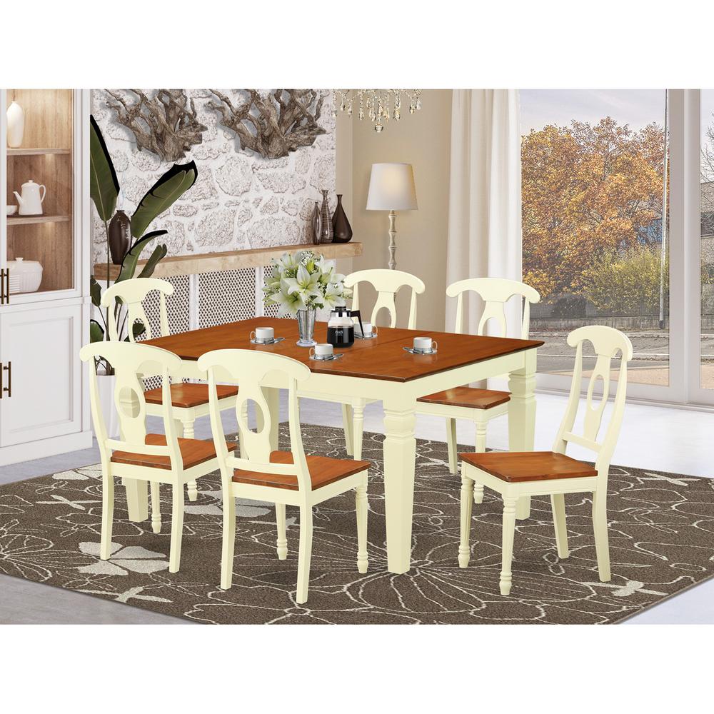 7  Pc  Kitchen  table  set  with  a  Dinning  Table  and  6  Wood  Dining  Chairs  in  Buttermilk  and  Cherry. Picture 1