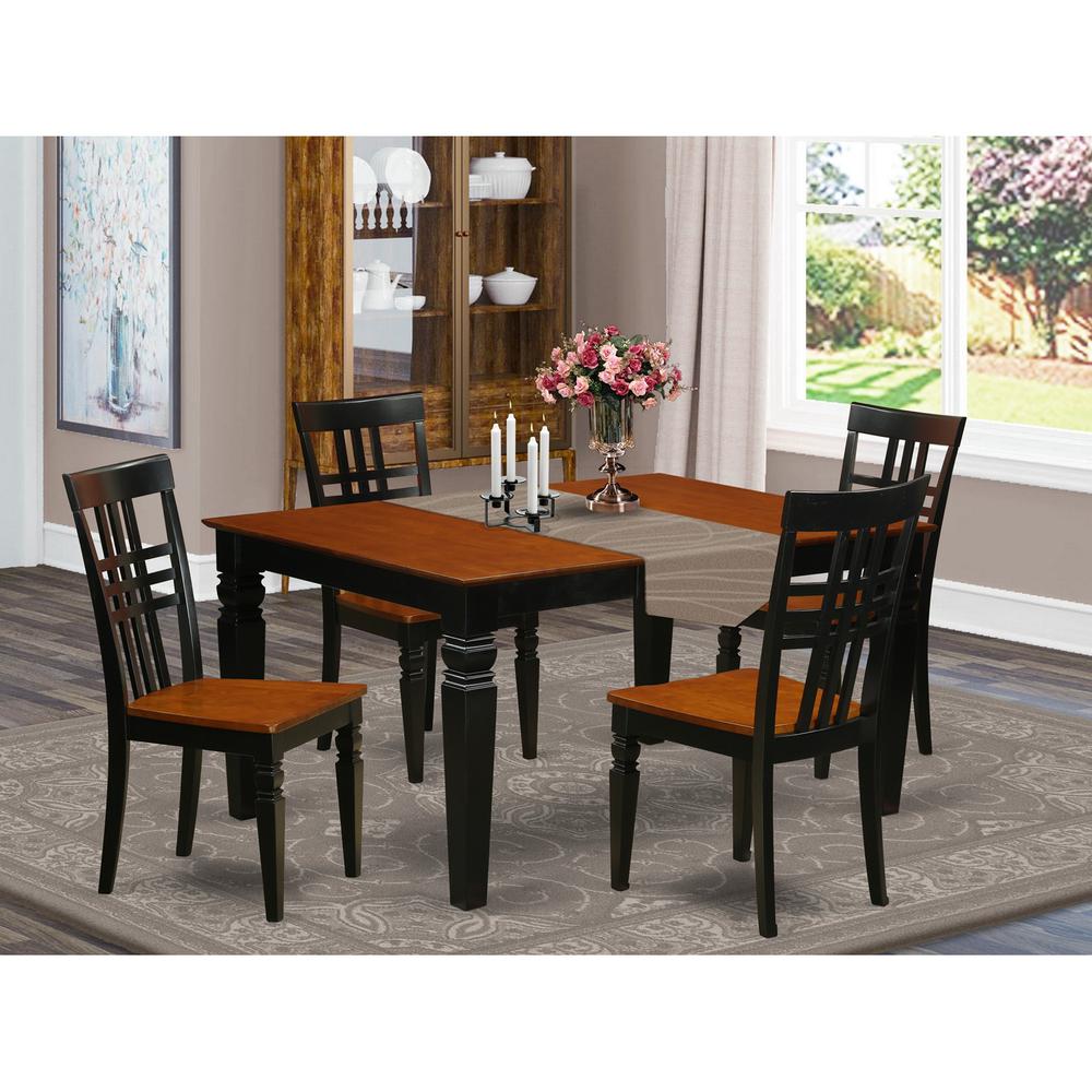 5  Pc  Dining  set  with  a  Dinning  Table  and  4  Wood  Dining  Chairs  in  Black. Picture 1