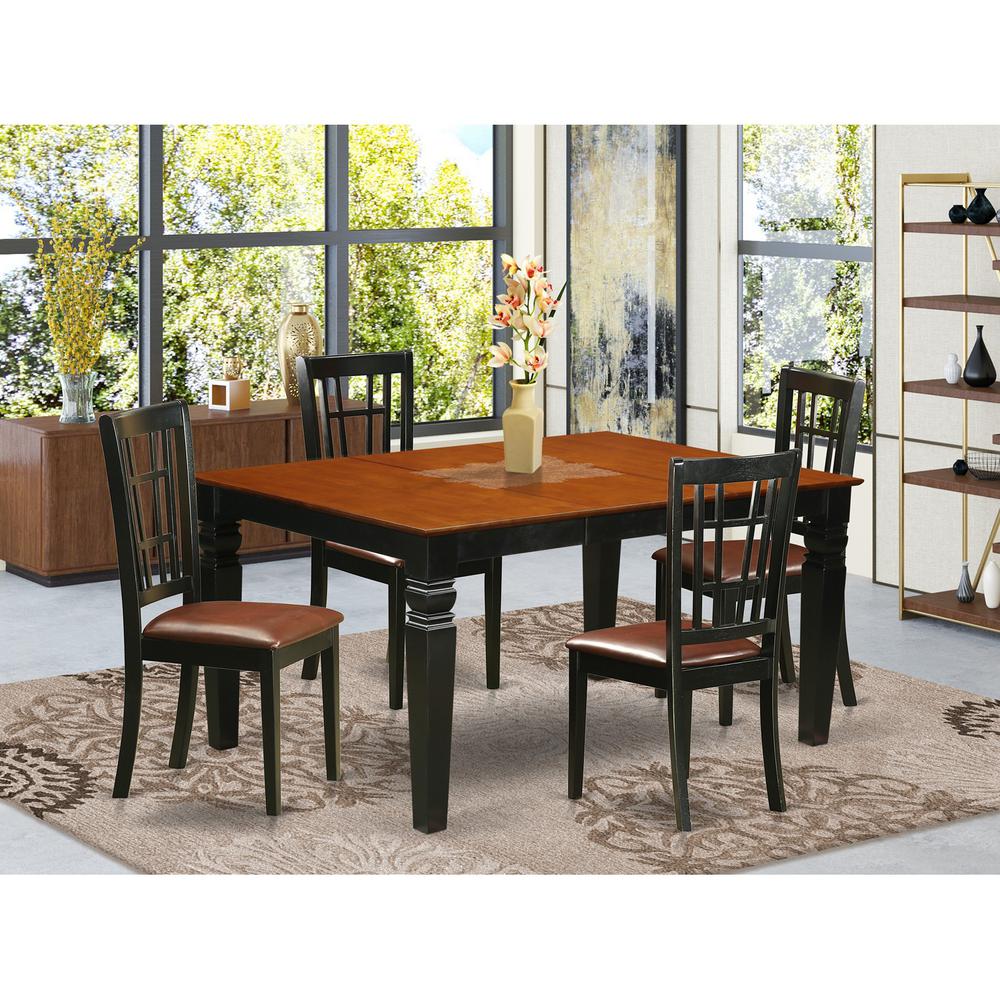 5  Pc  Kitchen  table  set  with  a  Dinning  Table  and  4  Leather  Dining  Chairs  in  Black. Picture 1