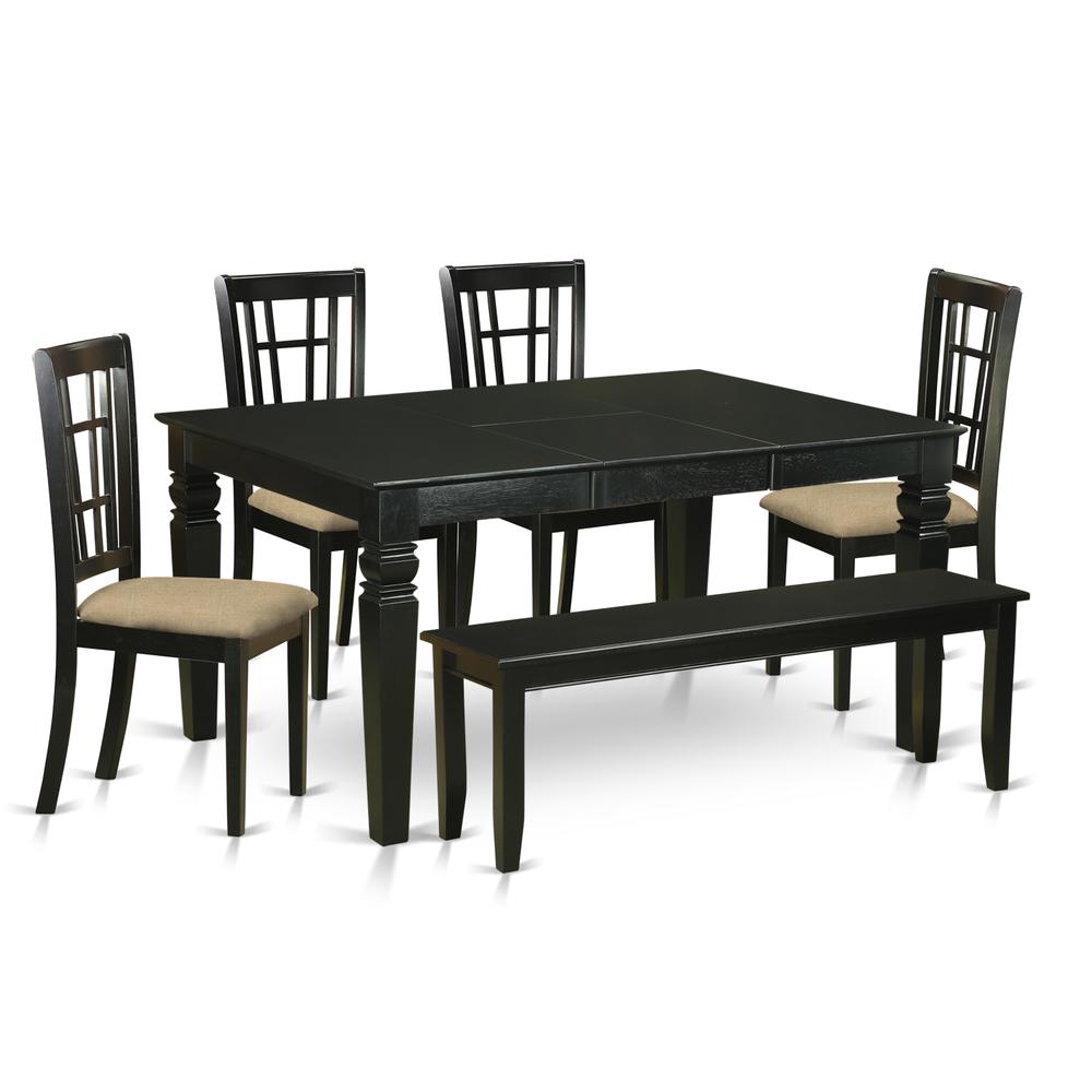 6-Pc  Kitchen  nook  Dining  set-  Kitchen  dinette  Table  and  4  Dining  Chairs  with  Bench. Picture 1