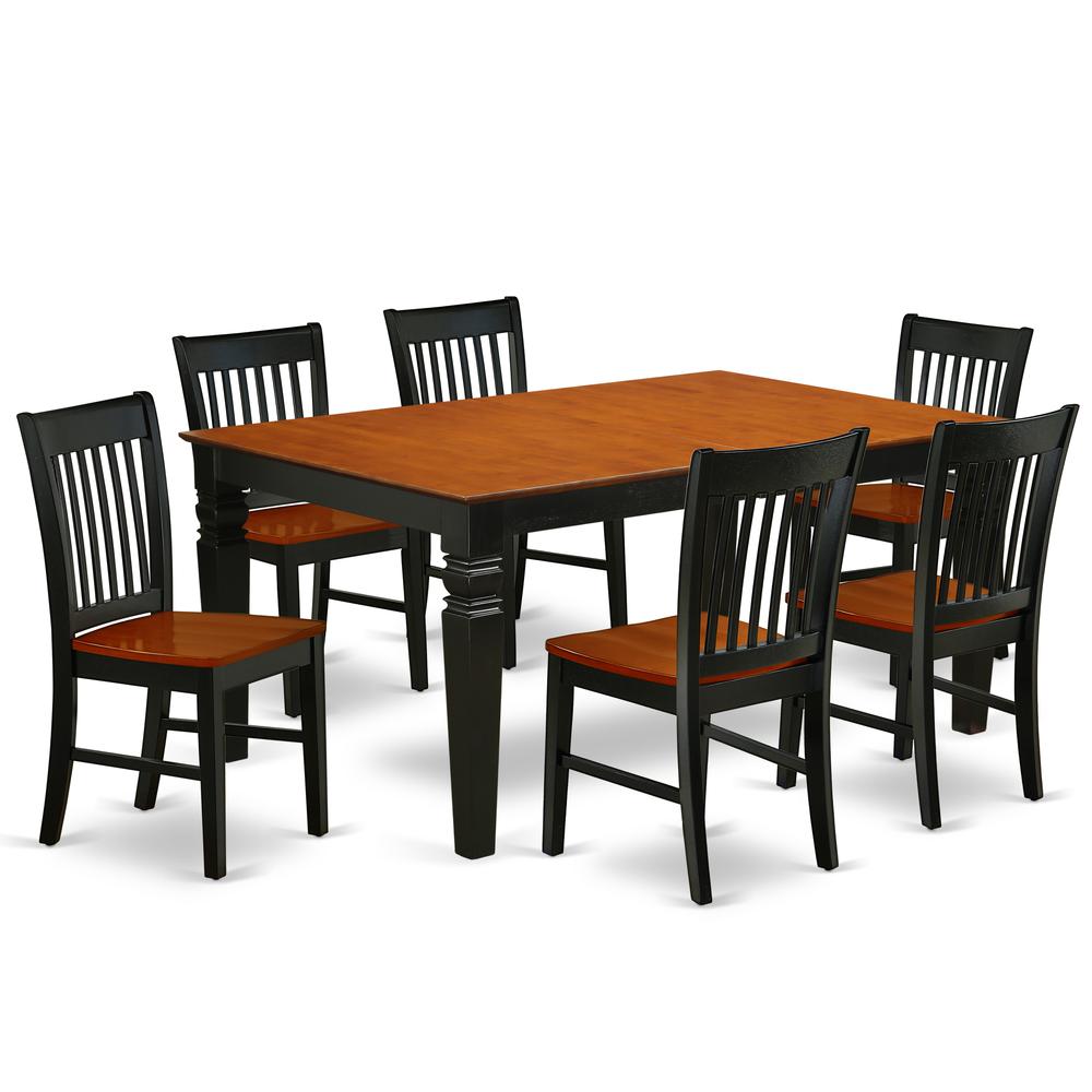 Dining Room Set Black & Cherry, WENO7-BCH-W. Picture 1