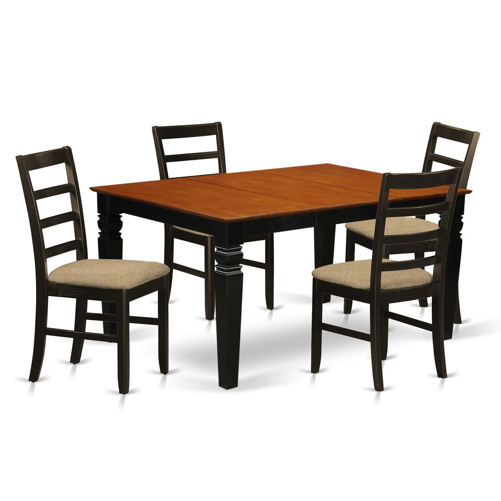 WEPF5-BCH-C 5 Pc Dinette set with a Dining Table and 4 Seat Dining Chairs in Black. Picture 1