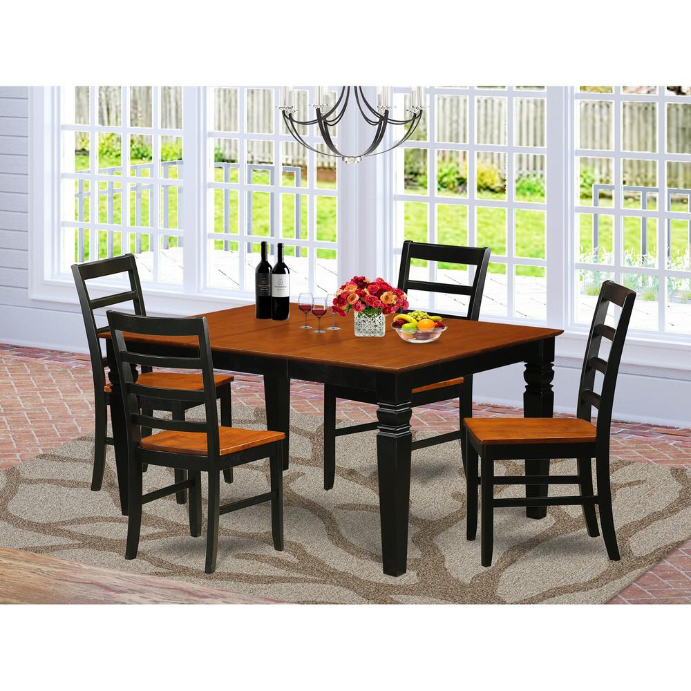 5  Pc  Dinette  set  with  a  Dining  Table  and  4  Wood  Dining  Chairs  in  Black. Picture 1