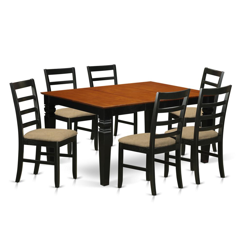 WEPF7-BCH-C 7 Pc Dining set with a Dining Table and 6 Kitchen Chairs in Black. Picture 1