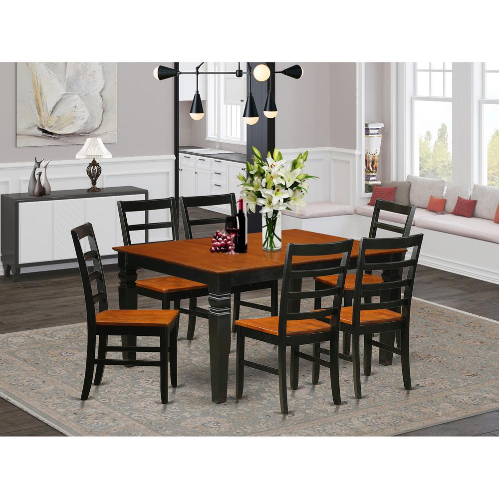 7  Pc  Kitchen  table  set  with  a  Dining  Table  and  6  Wood  Dining  Chairs  in  Black. Picture 1