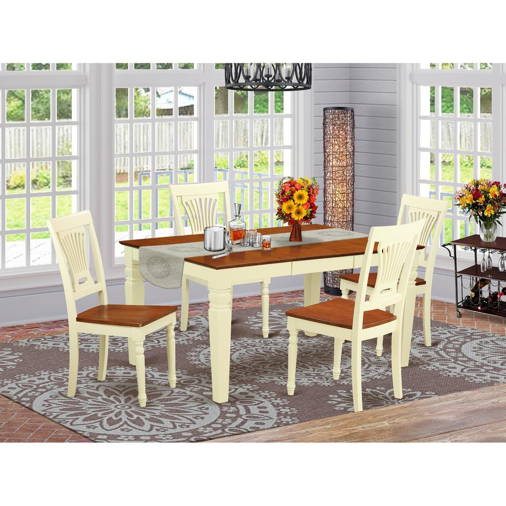 5  Pc  Kitchen  table  set  with  a  Dining  Table  and  4  Wood  Kitchen  Chairs  in  Buttermilk  and  Cherry. Picture 1