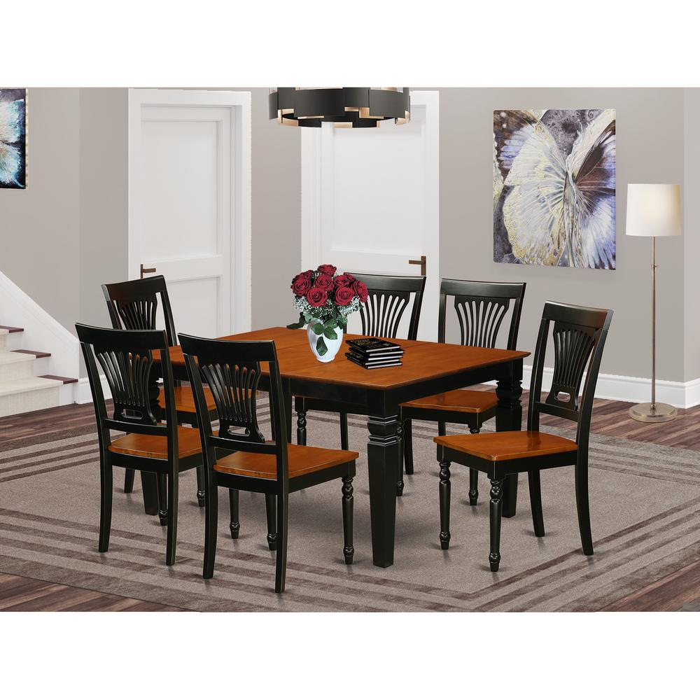 7  Pc  Dining  Room  set  with  a  Dining  Table  and  6  Wood  Kitchen  Chairs  in  Black. The main picture.