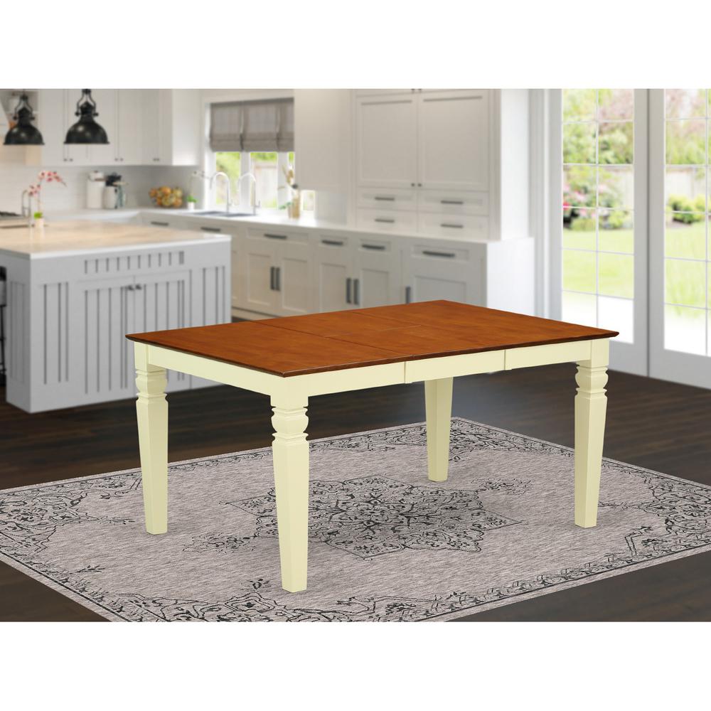 WEPL5-BMK-C 5 Pc Kitchen table set with a Dining Table and 4 Kitchen Chairs in Buttermilk and Cherry. Picture 3