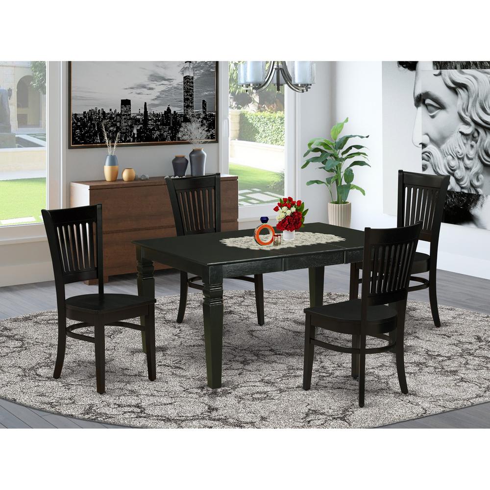 Dining Table- Table Leg Dining Chairs, WEVA5-BLK-W. Picture 1