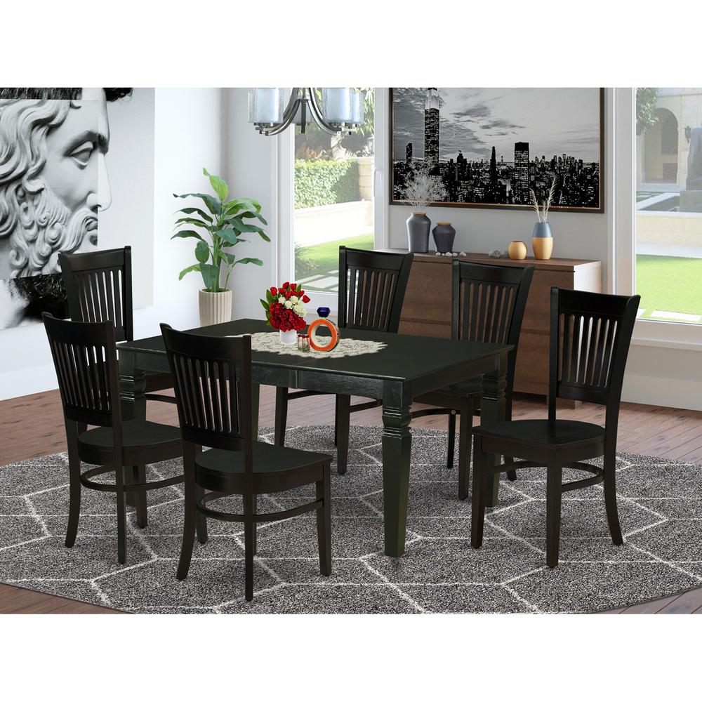 Dining Table- Table Leg Dining Chairs, WEVA7-BLK-W. Picture 1