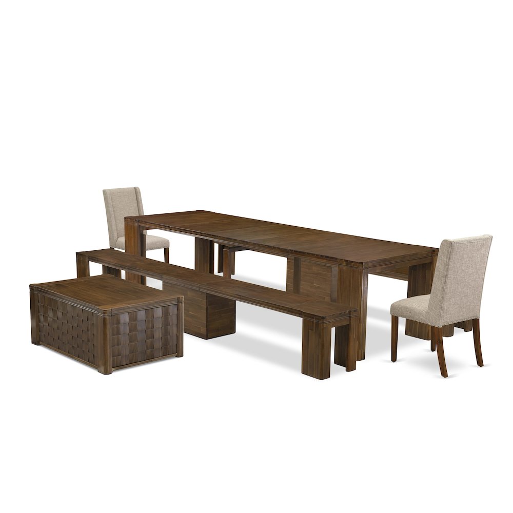 6 Pieces Extendable Dining Set Includes a Rectangle Kitchen Table. Picture 1