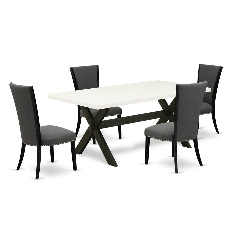 5 Piece Set Includes a Rectangle Dining Room Table with X-Legs. Picture 1