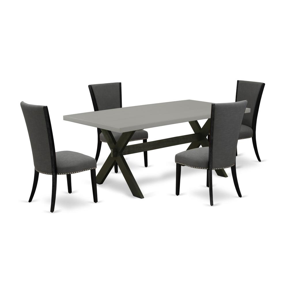 5 Piece Set Includes a Rectangle Kitchen Table with X-Legs. Picture 1
