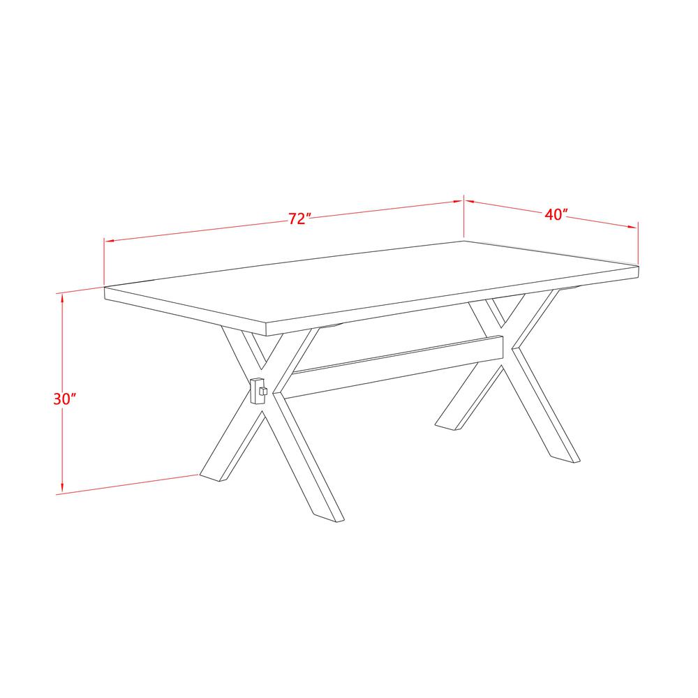 5 Piece Set Includes a Rectangle Dining Room Table with X-Legs. Picture 5