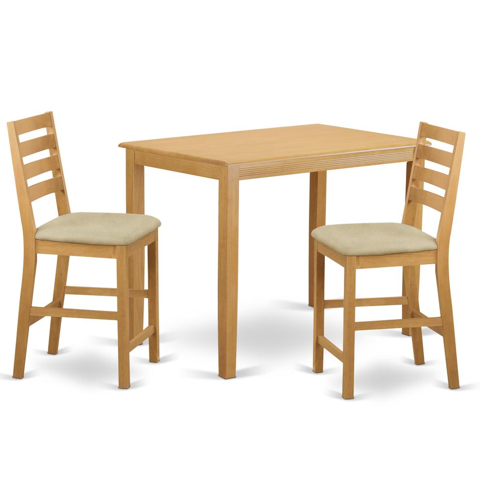 YACF3-OAK-C 3 PC counter height set - counter height Table and 2 dinette Chairs.. Picture 1