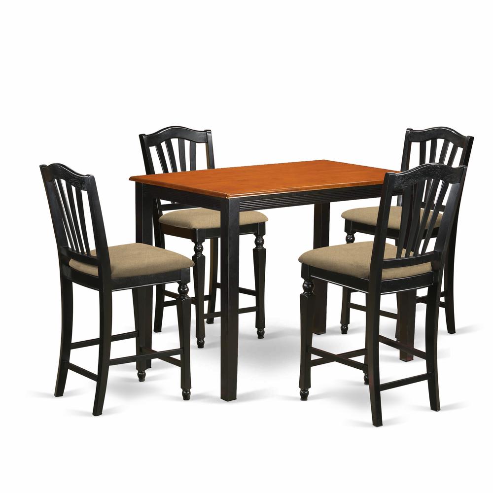 YACH5-BLK-C 5 Pc Dining counter height set - Kitchen dinette Table and 4 counter height stool.. Picture 1