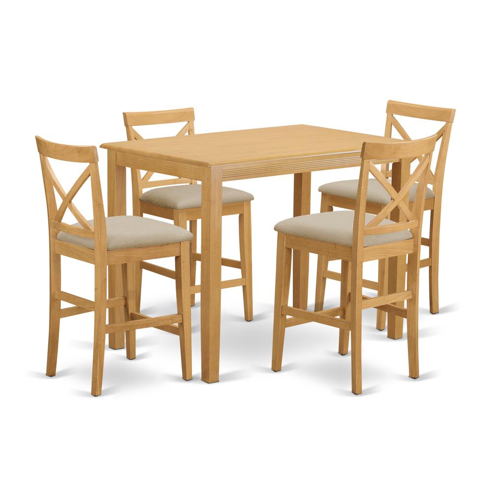 YAPB5-OAK-C 5 Pc counter height Dining set - high top Table and 4 Dining Chairs.. Picture 1