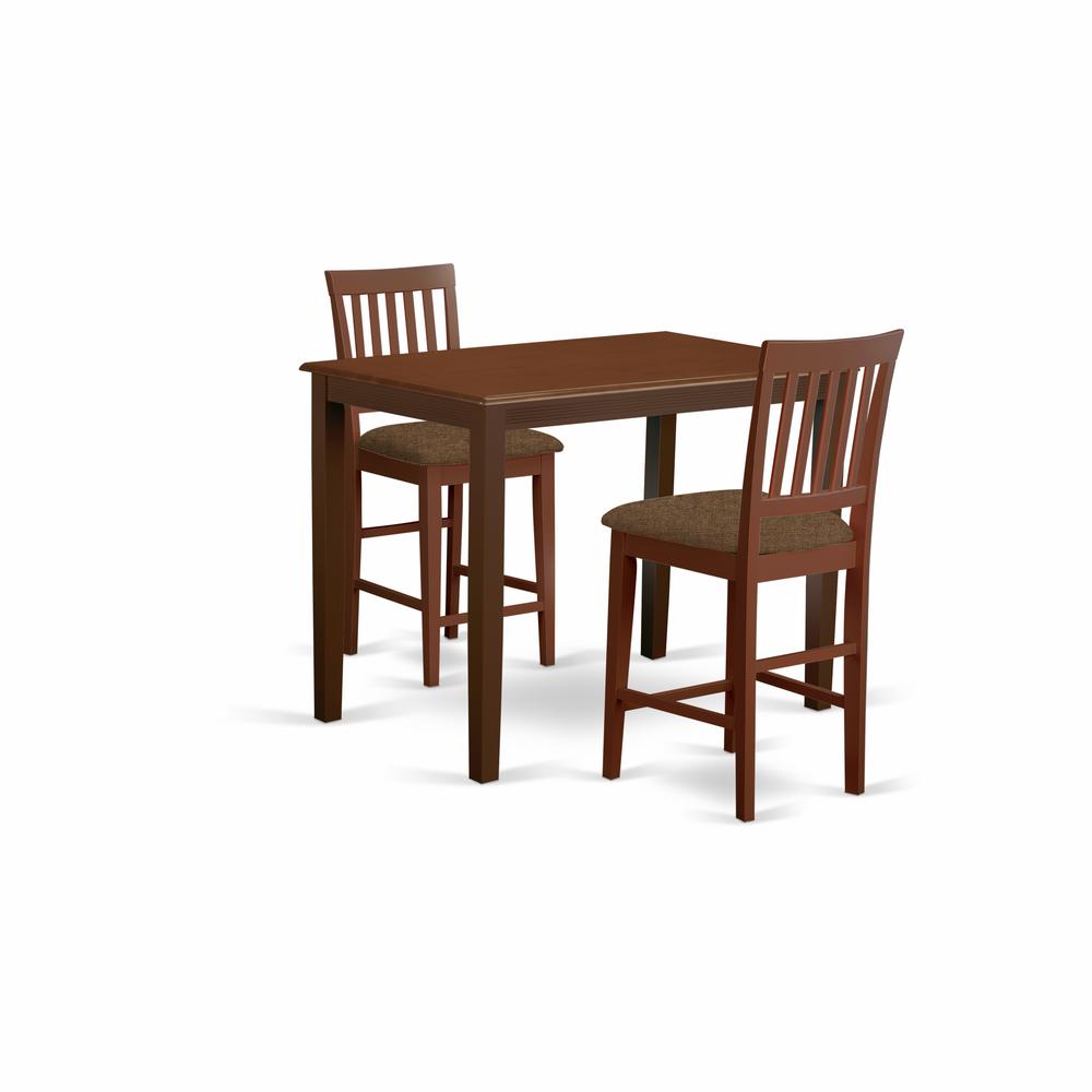 YAVN3-MAH-C 3 PC counter height Dining set - high top Table and 2 Kitchen Dining Chairs.. Picture 1