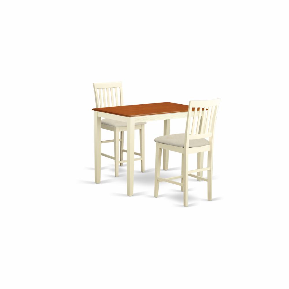 YAVN3-WHI-C 3 PC counter height Dining room set-pub Table and 2 Kitchen Chairs.. Picture 1