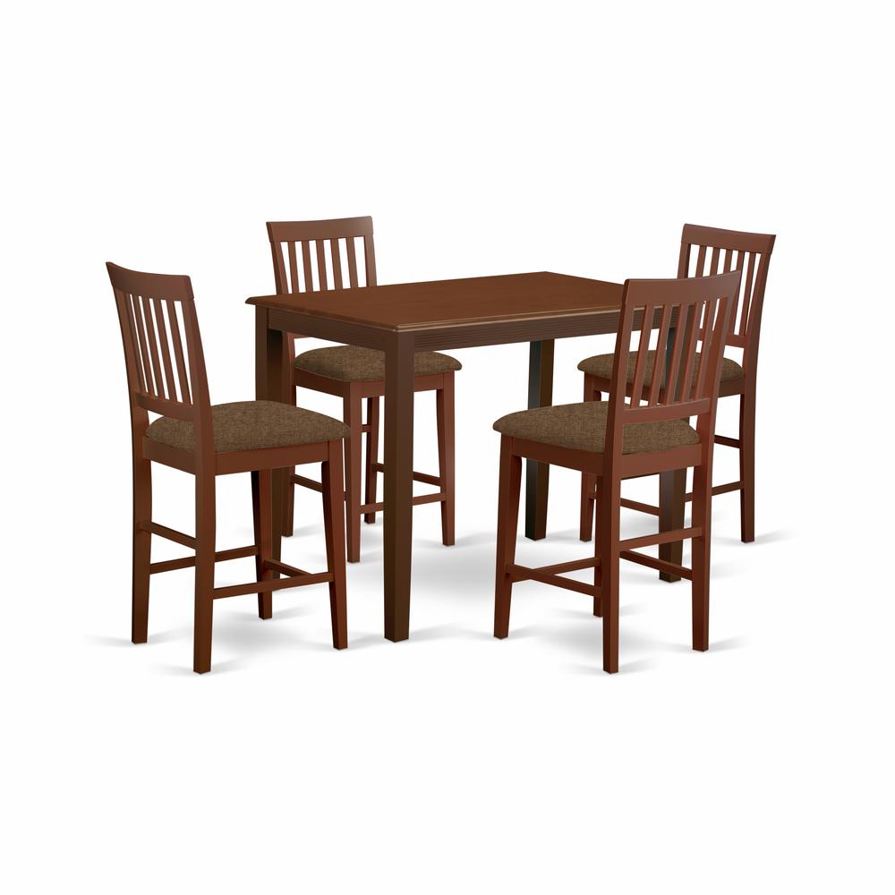 5  Pc  Dining  counter  height  set  -  high  top  Table  and  4  bar  stools  with  backs.. Picture 1